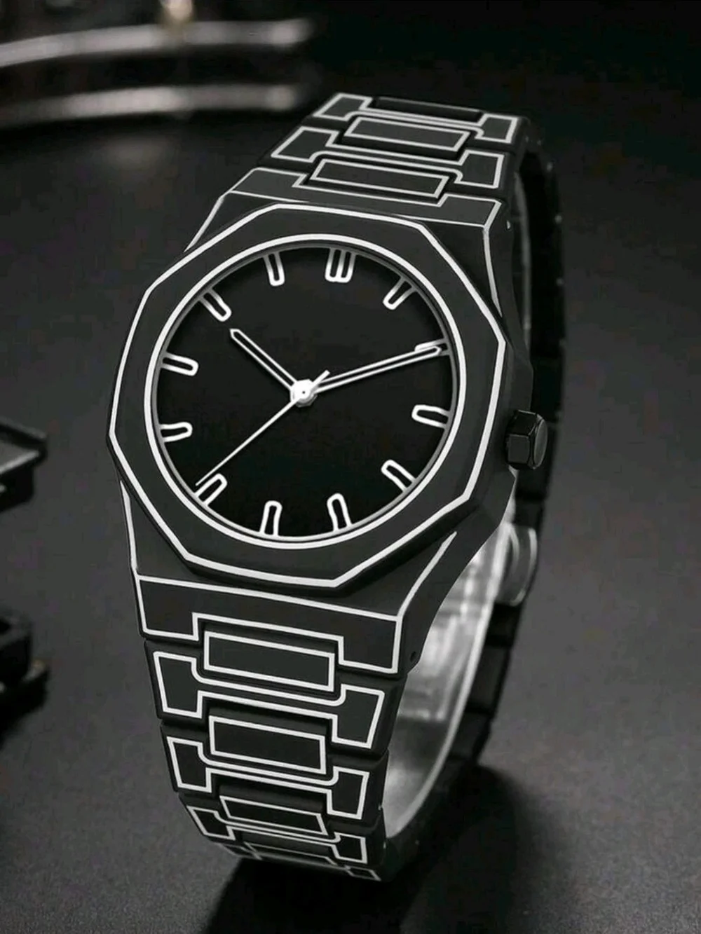 Men's Black Geometric Bracelet Watch